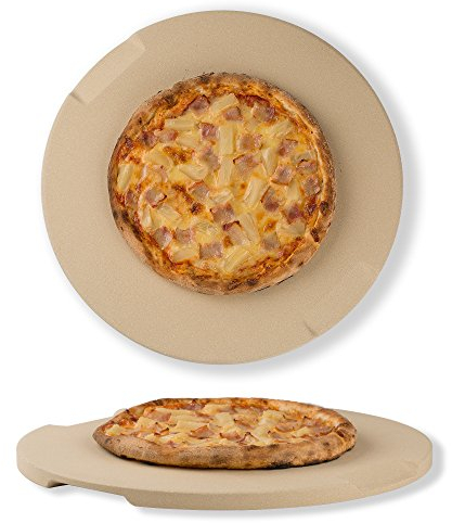 rocksheat Pizza Stein aus Cordierit für Pizza & Brot backen grillen. Perfekt für Ofen oder Grill. Innovative Einzigartige doppelte - doppelseitig Built - in 4 Griffe Design