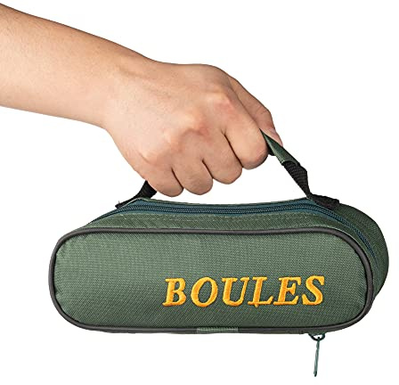 Tofern 2 Pezzi Borse Nylon Robusta Senza Bocce da Spiaggia Petanque 720g 72mm Gioco Boules per Giocare Giardino Francesi Adulti Bambini Unisexe, Verde per 3 Bocce