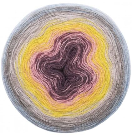 Rico Design Wolle Dégradé Dreieckstuch Super6 Pastell, 70% Polyester, 30% Wolle, 200g Bobbel Farbverlaufsgarn, 800m Lauflänge, Handwäsche empfohlen