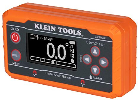 Klein Tools 935DAGL Digitaler Winkelmesser mit programmierbaren Winkeln, misst 0-90 und 0-180 Grad oder Dual-Achsen-Bullseye-Bereichen