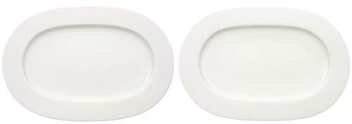 Villeroy & Boch - Royal ovale Platte, 2tlg., große Servierplatte aus hochwertigem Premium Bone Porzellan, spülmaschinengeeignet, 41 cm