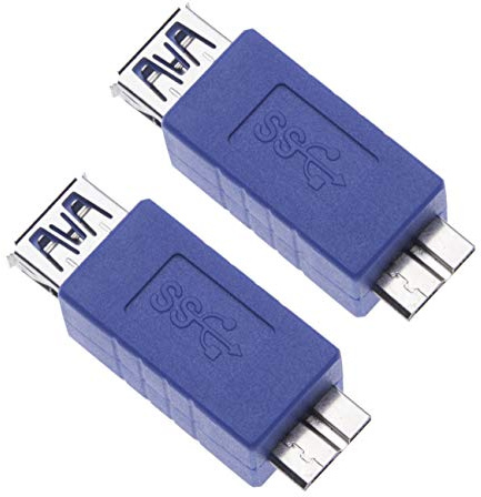 2 Pieces USB 3.0 Female to Micro B Male Adapter USB A Female to Male Micro B Plug Changer Coupler Connector Short Converter Adaptor for Computers, Laptops, External Hard Drives (2 Pack)
