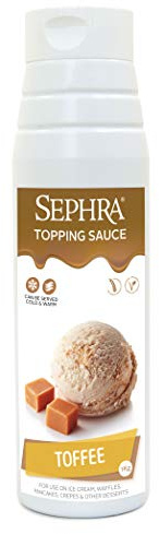 Sephra Toffee - Salsa per dessert da 1 kg - Comoda bottiglia da spremere - sciroppi per gelati, cialde, frittelle, crepes, frappè, frullati, sorbetti, frappe, torte o immersioni (Toffee)