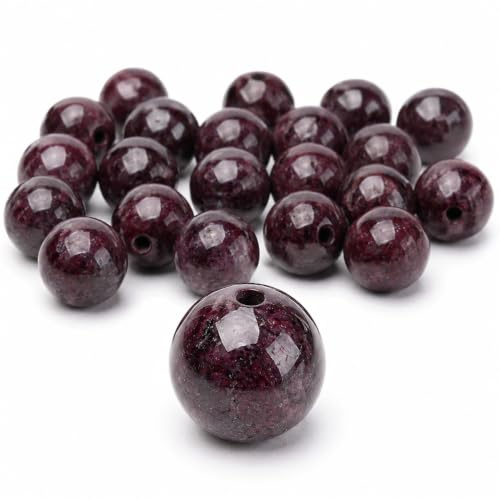 Perlin Granat Perlen 4 mm Rund 25 Stück Naturstein Weinrot | Polierte Kugeln mit ca 1 mm Bohrung für feine Armbänder Ketten Ohrringe Anhänger edle DIY Schmuckideen und Bastelarbeiten