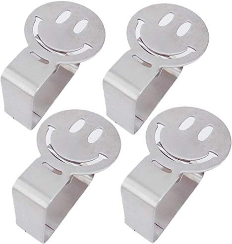 Molinter Tischtuchklammern Tischdeckenklammer Tischdeckenhalter Edelstahl Tischabdeckungsklemmen Tischdecke Clips Halter Klammer für Restaurant Partys Picknicks Buffets 4 Stück/Set (Lächle)