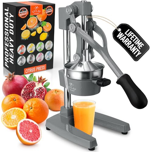 Zulay Kitchen Presse-agrumes Manuelle en Fonte, Presse de Jus Presse d'Oranges Manuelle pour Agrumes, Robuste Presse de Fruits en Acier Inoxydable, Extracteur de Jus en Fonte, Entsafter Manuel pour