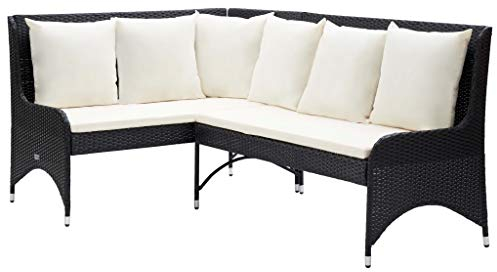 vidaXL Garten Ecksofa 2-TLG. Gartensofa Sofa Lounge Gartenmöbel Sitzgruppe Garnitur Rattansofa Gartenset Sitzgarnitur Poly Rattan Schwarz