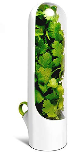 Recipiente para Almacenamiento de Hierbas y Taza de Vainilla de Primera Calidad para Guardar Hierbas Frescas Que Contiene Verduras de Fresh Herb Keeper Caja de Verduras Botella, blanco, 6,5 x 24,5 cm