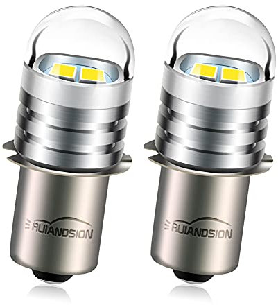 Ruiandsion P13.5S LED Bulb 6V 2835 2SMD Chips LED Bulb Upgrade for Headlamps Flashlights Torch Light, Non-Polarity (Pack of 2)