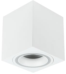 EDO Moderna lampada da soffitto a superficie HALIS SQ bianco Lampada da soffitto con attacco GU10 Faretto da soffitto Anello quadrato bianco EDO777332