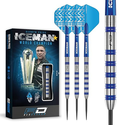 RED DRAGON Gerwyn Price Iceman Challenger Professional Tungsten Darts Set with Flights and Stems