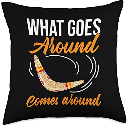 What Goes Around Comes Around Boomerang Throw Pillow