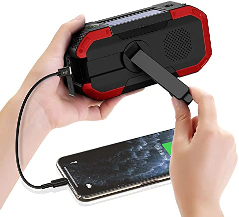 Cymwer Wind Up Solar Radio, Hand Crank and Solar Powered DAB Radio with USB Phone Charger, Solar Hand Crank Radio with 5000mAh Battery Power, Emergency Use for Camping, Hiking