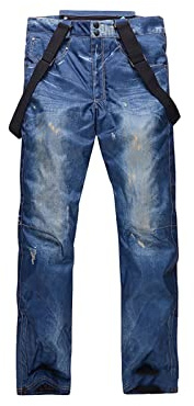 Pantalon de ski en jean pour homme, sports d'hiver imperméable à l'eau, taille extensible, pantalon chaud isolé, pour le ski, la randonnée, la neige, la marche en plein air(Color 1,3XL)