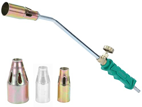 KATSU Gas Torch Weed Burner with 3 Nozzles Flame Thrower Blowtorch Roofer Sealing Melting Heating Welding Soldering Torch Multi Purpose 415mm Long 324162