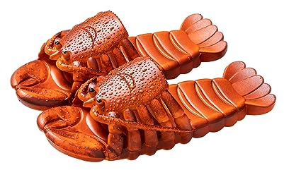 TUOJINRUIDA Chaussons unisexes drôles, poissons et homards, pour hommes ou femmes, pantoufles amusantes pour la maison à la plage, douche, heures de détente à la piscine, marche en plein air, 44/45 EU