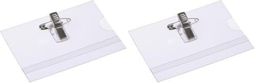 OPUS 2 Namensschilder 65x95 mm mit Clip und Nadel, 24 Stück, farblos, 121261 (Packung mit 2)