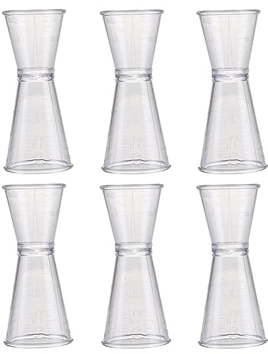 6 Pieces Double Head Jigger Plastic Cocktail Jigger Bar Measuring Jigger 20ml/40ml Double Jigger Bartending Jigger Cocktail Measurer Drink Measure Cup Drink Measuring Cup(Transparent, Large)
