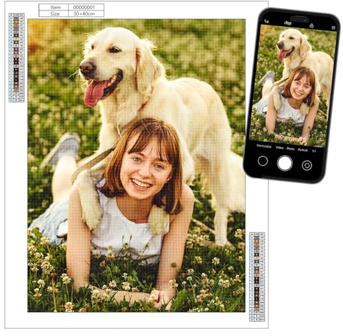 Souarts Personalisiert Diamond Painting Eigenes Foto, 5D Diamant Painting Bilder Selbst Gestalten, Diamant Malerei Selbst Gestalten Erwachsene Kinder Geschenk Home Decor 30x40cm, Bunt Runder Diamant