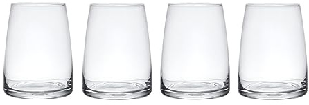 MIKASA Palermo Crystal Stemless Wine Glasses Set of 4, 350ml, 4X Stemless Glasses for Wine | Wine Tumbler Glasses - Gift Boxed & Dishwasher Safe