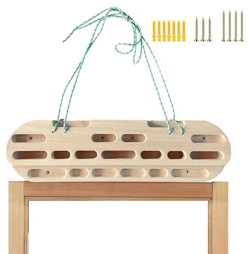 TARAKO Hangboard-Klettern | Hölzernes Hängebrett zum Klettern | Robuste Klettergriffe, tragbares Kletterbrett zum Aufbau der Rumpfmuskulatur, Hängeübungen und Fingerkrafttraining