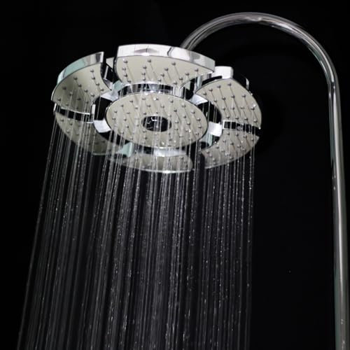 Pomme de douche fixe chromée ronde, diamètre extensible 25 à 30 cm