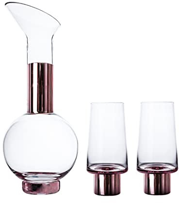 QTANZIQI Juego de decantador de Whisky de Cristal con 2 Vasos, decantador de Whisky de Lujo de 50 onzas, Vasos de Whisky soplados a Mano de 13,8 onzas, Regalos de cumpleaños de Aniversario, Regalos