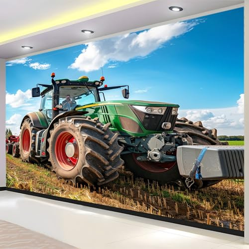 Générique Papier Peint intissé Terres Agricoles, Tracteur 350 x 256 cm Papier Peint Photo Panoramique, Poster Geant Mural Personnalisé 3D, pour Salon Cuisines Chambre Adulte Enfant Décor Murale