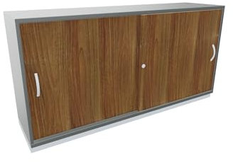 Geramöbel Schiebetürenschrank mit Mittelseite, 2 Dekor-Einlegeböden, abschließbar, 1600x425x768, Nussbaum/Onyx