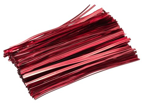 sourcing map 300 Pcs Metal Twist Ties, 6 Reusable Bag Twist Ties for Packaging Bakery Cake Candy Coffee Bags Wedding Party Favor Supplies, Red