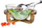 Sendez Salatschale aus Glas mit Salatbesteck auf Holz-Gestell 4,4 L Schale Schüssel Glasschüssel Salatschüssel