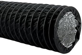 Whisper - Flexibler Lüftungsschlauch - Schwarz - Ø 150 mm - 6 Meter Länge - Nicht isoliert - Robuste und flexible Bauweise