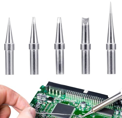 5 Stück ET Lötspitze,ETS ETA ETB ETT ETD Ersatz,Lötspitzen Set, Lötkolben Spitze Schweißstift Düse,ET Lötspitze Ersatz für Weller WES51 WESD51 WE1010NA PES51,Für Lötstation, Schweißen, Löten usw