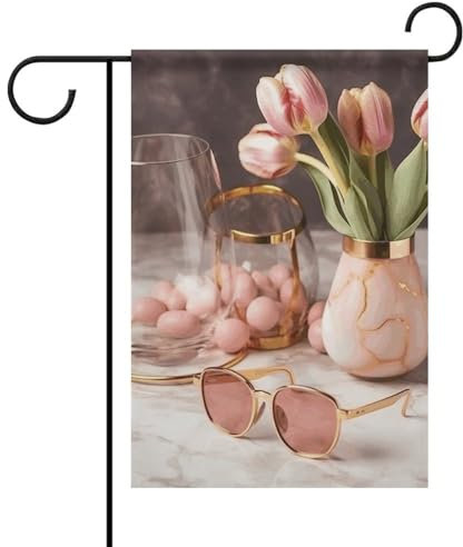 Brille auf Tisch Gartenflagge für Außendekoration, doppelseitiges saisonales Gartenbanner langlebiges Willkommensschild für Terrasse, Rasen, Hof und Gartendekoration