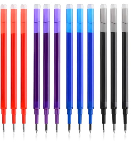 Ersatzminen Stifte,12 x Radierbare Ersatzminen Spitze 0,7 mm, Kompatibel mit Pilot FriXion Ball & Clicker & Eberhard Faber animal erase it, Nachfüllminen mit radierbarer Tinte