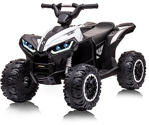 Quad Eléctrico 12V para Niños de 3+ AñOs, Vehículo Eléctrico para Niños con LED y MúSica, 2 Velocidades, Bocina, 83x53x56cm