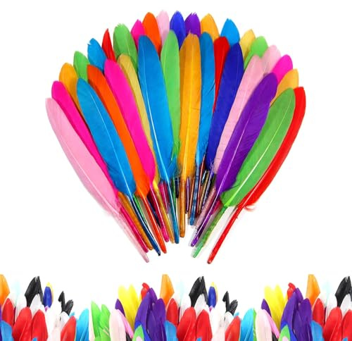 100 Pcs Feathers for Crafting, Craft Feathers, Coloured Feathers, Feathers for Hats DIY Decoration Materials, Feather Decoration Crafts for DIY Dream Catcher Hat Vase Mask