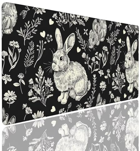 Tappetino per Mouse da Gaming, Tappetino Mouse Pad XXL Grande, Mousepad con Impermeabile e Antiscivolo, Lavabile Sottomano Copri Scrivania Ufficio, Tappetini Tappeto Mouse Mat 1600x800x4mm Rabbit (5)