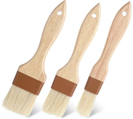 3Pcs Cooking Brush, Basting Brush for Cooking & Pastry Brushes, Kitchen Baking Grilling Tools for Marinade Butter Oil Sauce