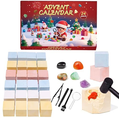CATCHLUCK Adventskalender 2026 Frauen Kristalle, Edelsteine und Kristalle Edelstein Adventskalender Frauen Kristall & Chakra Steine zum Ausgraben