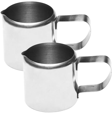 TOYZFRIENDY 2 piezas Jarra Pequeña Leche Acero Inoxidable con Asa Resistente y Pulida Cremera para Hogar y Cafetería