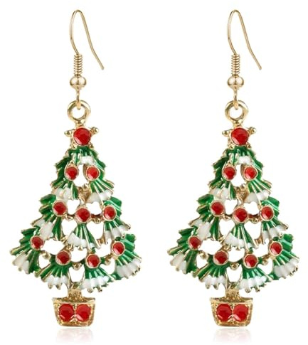WATEFOER Weihnachts Ohrringe für Damen Weihnachtsbaum Ohrringe Xmas Tropfen baumelnohrringe Weihnachtsschmuck Geschenk für Frauen Mädchen