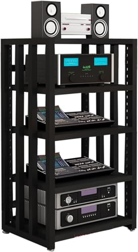 Estante HiFi de 5 niveles para almacenamiento de audiovideo para tocadiscos, amplificadores y altavoces, estante ajustable para impresora multimedia para decoración del hogar y la oficina