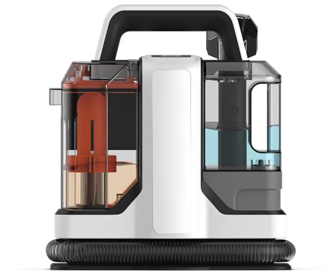 Nettoyeur De Tapis 750W, Shampouineuse Canape, Aspiration Maximale 15Kpa, Conception À Double Réservoir, Nettoyeur De Tapis Portable, Adapté Pour Canapé, Tapis, Rembourrage, Voiture (Blanc)