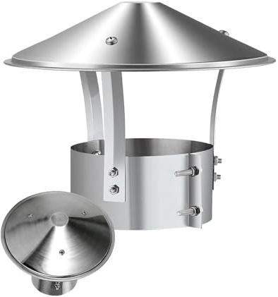 Comignolo in Acciaio Inox per Camino, 75 mm - 315 mm Comignolo Antivento Antipioggia per Camino Esterno Tubo Della Stufa Topper(250 mm/9.8 inch)
