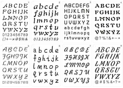 TOVINANNA 8 Stück Pet Schablonen mit Alphabet und Zahlenvorlagen zum Zeichnen und Selbstgemacht für Präzise Buchstaben und Zahlen im Mal und Bastelbedarf