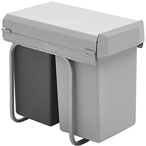 Wesco 12381 New Double-Boy - Pattumiere da incasso in Plastica, Grigio/Antracite, 2 x 15 litri, 39 x 25 x 45 cm