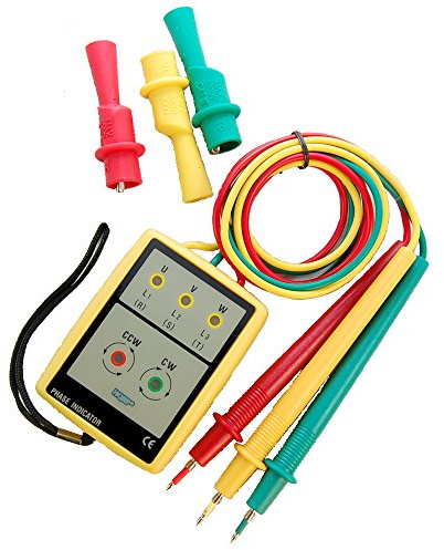 HQRP 3-Phasen Elektrotester Phasenprüfer LED-Digitalanzeige/Drehfeldanzeiger Prüfgerät