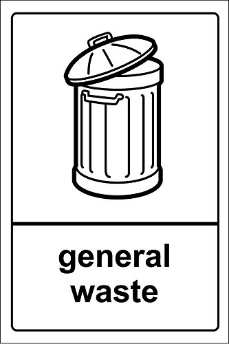 Recycling bin sticker 20cm x 30cm General Waste - Self adhesive vinyl