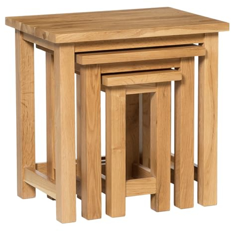 Hallowood Furniture Waverly Oak Nest of Tables, Set of 3 Nesting Tables